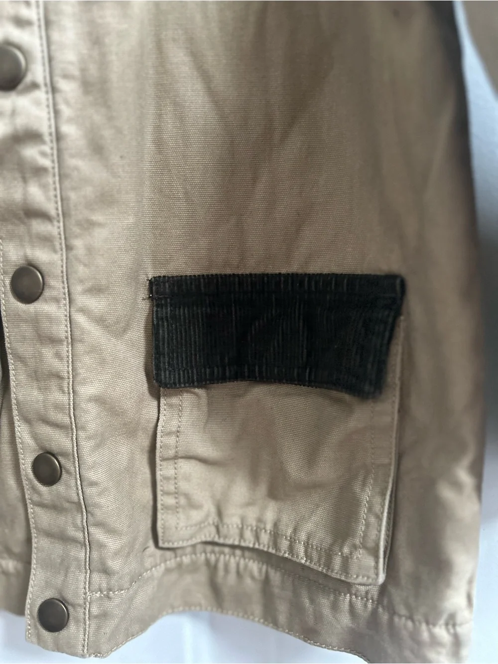 Gymboree Tan Khaki Canvas Jacket with Dark Brown Corduroy Trim Sz 4T-5T
